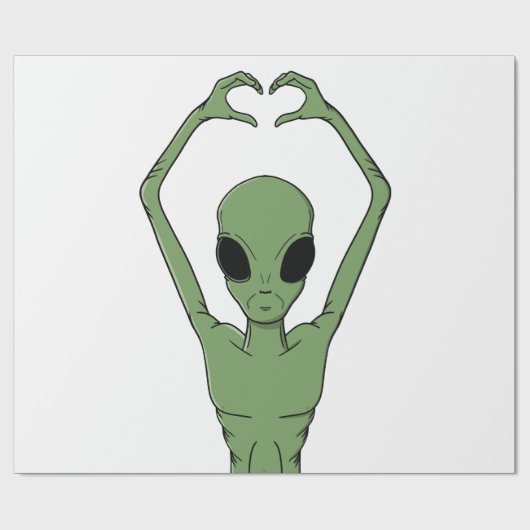 Alien-Herz-Pose Geschenkpapier (Flach)