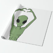 Alien-Herz-Pose Geschenkpapier (Ungerollt)