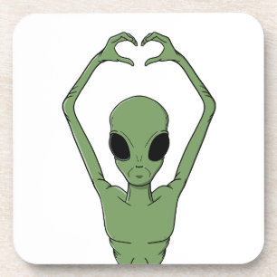 Alien-Herz-Pose Getränkeuntersetzer