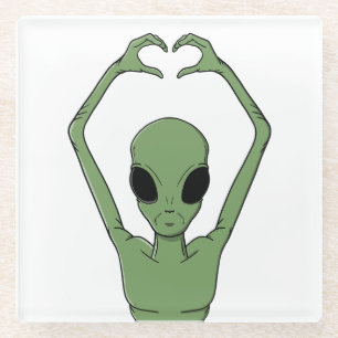 Alien-Herz-Pose Glasuntersetzer