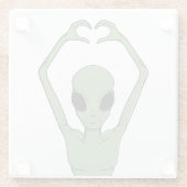 Alien-Herz-Pose Glasuntersetzer (Rückseite)