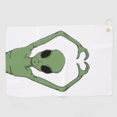 Alien-Herz-Pose Golfhandtuch (Horizontal)