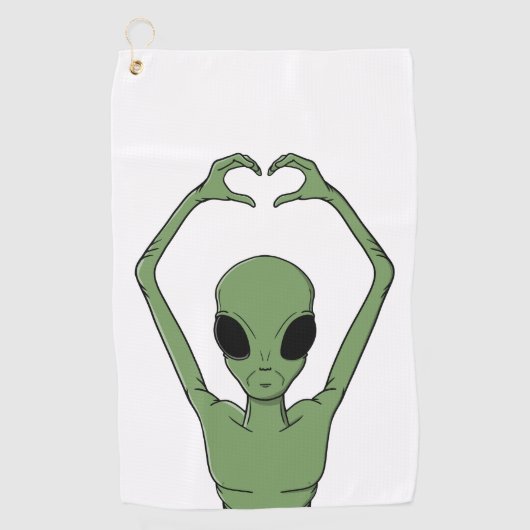 Alien-Herz-Pose Golfhandtuch (Vorderseite)