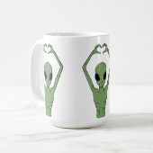 Alien-Herz-Pose Kaffeetasse (Vorderseite Links)
