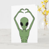 Alien-Herz-Pose Karte (Gelbe Blume)