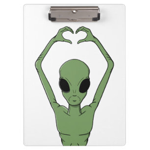 Alien-Herz-Pose Klemmbrett