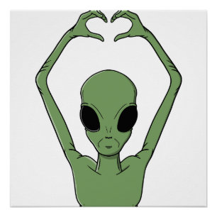 Alien-Herz-Pose Poster