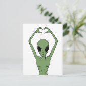 Alien-Herz-Pose Postkarte (Stehend Vorderseite)