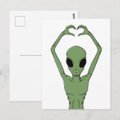 Alien-Herz-Pose Postkarte (Vorne/Hinten)