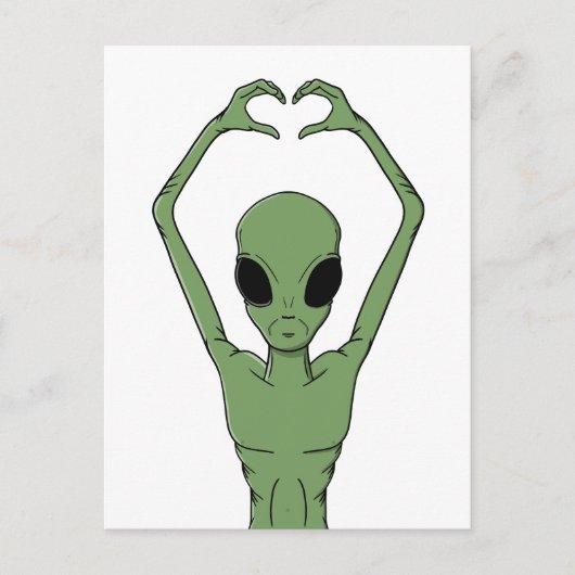 Alien-Herz-Pose Postkarte (Vorderseite)