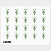 Alien-Herz-Pose Quadratischer Aufkleber (Blatt)