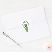 Alien-Herz-Pose Quadratischer Aufkleber (Umschlag)