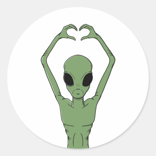 Alien-Herz-Pose Runder Aufkleber (Vorderseite)