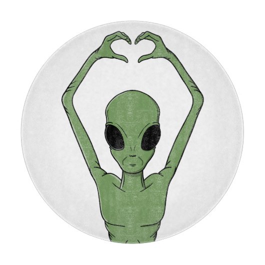Alien-Herz-Pose Schneidebrett (Vorderseite)