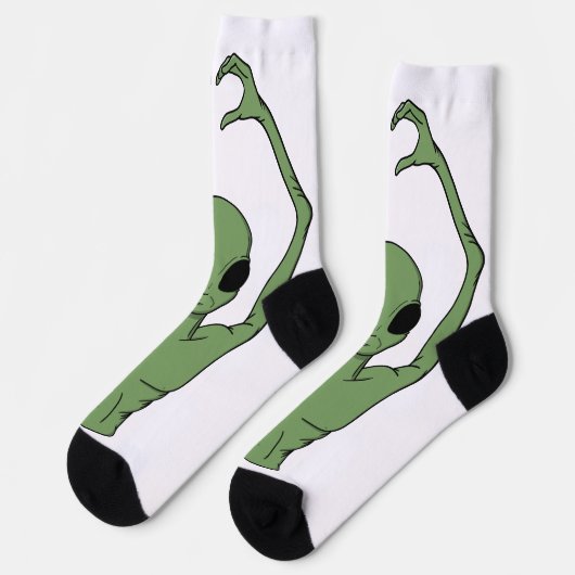Alien-Herz-Pose Socken (Linkes Detail)