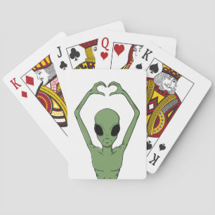 Alien-Herz-Pose Spielkarten
