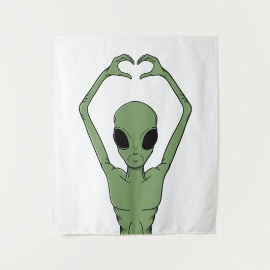 Alien-Herz-Pose Wandteppich (Vorderseite)