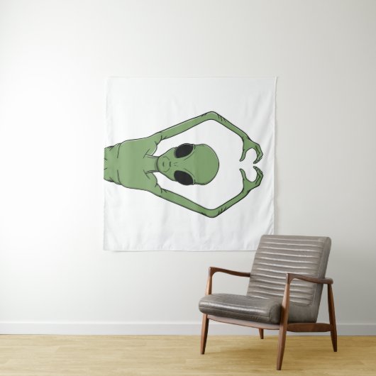 Alien-Herz-Pose Wandteppich (Beispiel (Horizontal))