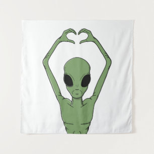 Alien-Herz-Pose Wandteppich