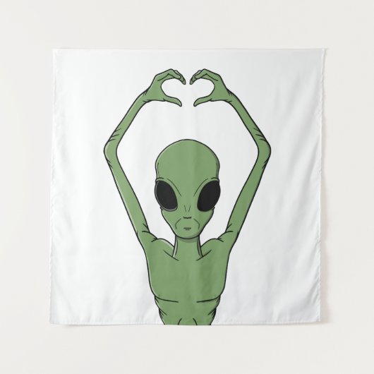 Alien-Herz-Pose Wandteppich (Vorderseite)