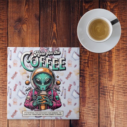 Alien hier für den Kaffee Fliese