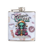 Alien hier wegen des Kaffees Flachmann (Vorderseite)