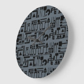 Alien Hieroglyphs Große Wanduhr (Winkel)