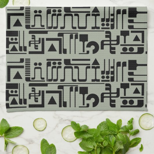 Alien Hieroglyphs Küchentuch (Gefaltet)