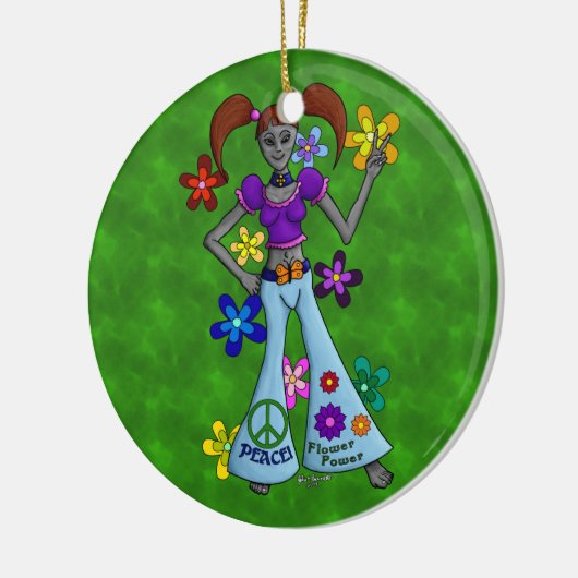Alien Hippy Keramikornament (Links)