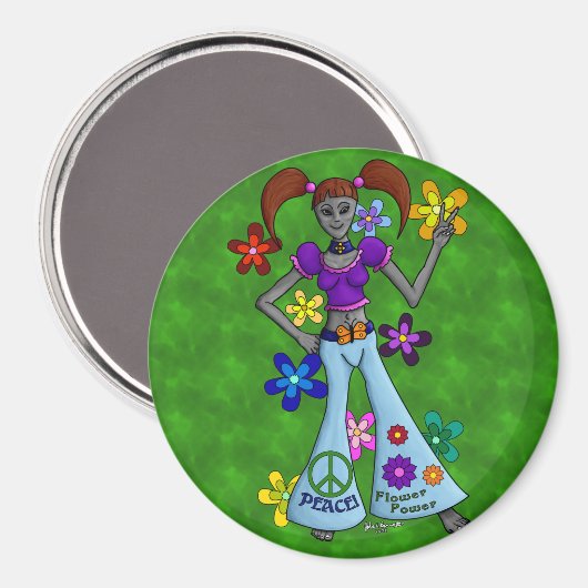 Alien Hippy Magnet (Vorderseite/Rückseite)