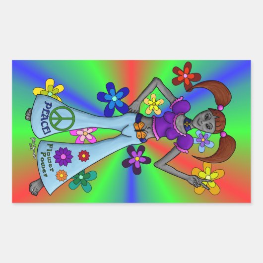 Alien Hippy Rectangle Rechteckiger Aufkleber (Vorderseite)