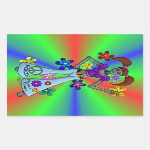 Alien Hippy Rectangle Rechteckiger Aufkleber