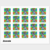 Alien Hippy Square Quadratischer Aufkleber (Blatt)