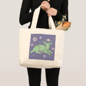 Alien-Hirsch-Volks kunst | Whimsical Grüner Hirsch Jumbo Stoffbeutel (Vorderseite (Produkt))