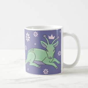 Alien-Hirsch-Volks kunst Whimsical Grüner Hirsch Kaffeetasse