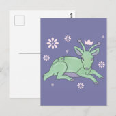 Alien-Hirsch-Volks kunst | Whimsical Grüner Hirsch Postkarte (Vorne/Hinten)