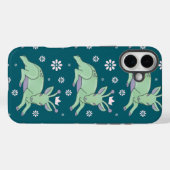 Alien-Hirsch-Volkskunst | Whimsischer grüner Hirsc Case-Mate iPhone Hülle (Rückseite (Horizontal))