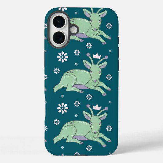 Alien-Hirsch-Volkskunst | Whimsischer grüner Hirsc Case-Mate iPhone Hülle (Rückseite)