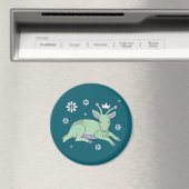Alien-Hirsch-Volkskunst | Whimsischer grüner Hirsc Magnet (In Situ (Geschirrspüler))