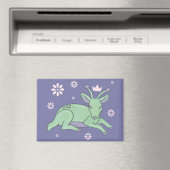 Alien-Hirsch-Volkskunst | Whimsischer grüner Hirsc Magnet (In Situ (Geschirrspüler))