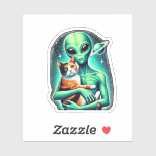 Alien Holding Calico Cat Aufkleber
