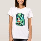 Alien Holding Calico Cat T-Shirt (Vorderseite)