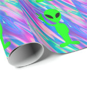 Alien Hologramm Geschenkpapier (Rolleneckpunkt)