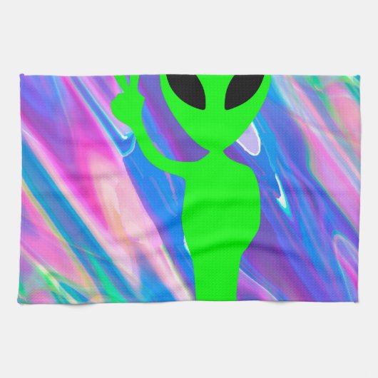 Alien Hologramm Geschirrtuch (Horizontal)