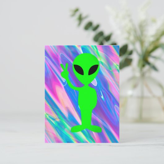 Alien Hologramm Postkarte (Stehend Vorderseite)
