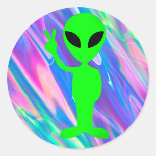 Alien Hologramm Runder Aufkleber