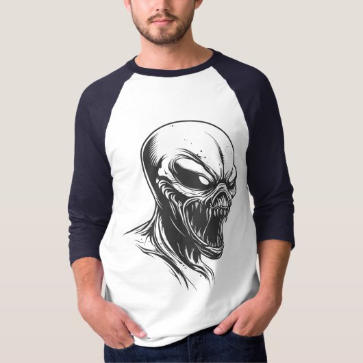 Alien Horror Skull T-Shirt – Dark Sci-Fi Creature  (Vorderseite)