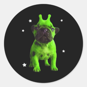 Alien Hunde Meme Retro Alberner Hund Vintage Weltr Runder Aufkleber