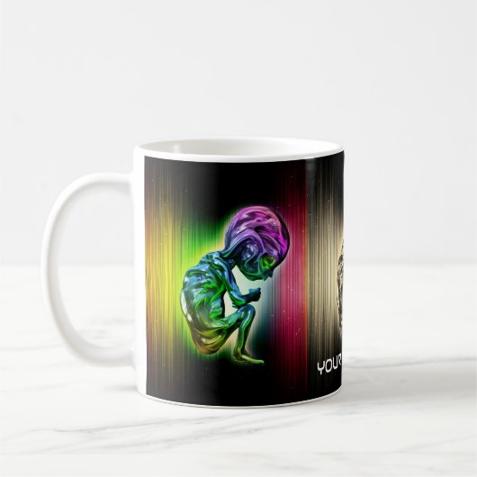 Alien Hybriden Embryo. Personalisierbar Kaffeetasse (Links)