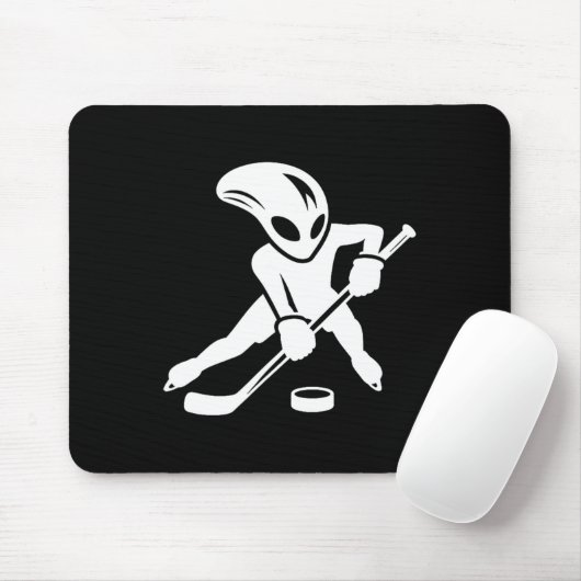 Alien Ice Hockey Player Cool Cartoon Mousepad (Mit Mouse)
